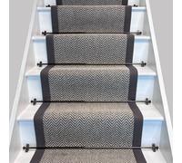 RainbowHome Herringbone Java Stair Runner With 100% Cotton Grey Border 55 650