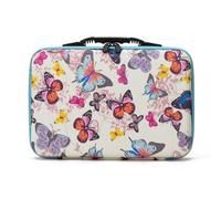 RainbowJise Butterfly Printed Pattern Hard Shell EVA Essential Oils Carrying Case Holds, 60 Bottles 10ml Bottles Storage Organizer Bag