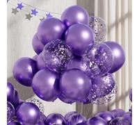 RainbowQ Party 55PCS Metallic Purple Balloons with Confetti, 12 Inch Shiny Latex Balloon Helium for Graduation Anniversary Wedding Birthday Party Decorations