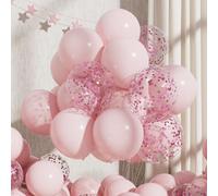 RainbowQ Party 55PCS Pink Balloons with Confetti, 12 Inch Latex Balloon Helium for Anniversary Birthday Wedding Graduation Party Decorations
