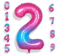 RainbowQ Party Pink Blue Number 2 Balloon 40 Inch Big Foil Large Balloons