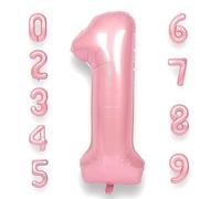 RainbowQ Party Pink Number 1 Balloon, 40 Inch Large Pastel Light Pink Foil Digital Helium Balloons for 1st Birthday Party Anniversary Graduation Princess New Year Celebration Decorations Supplies