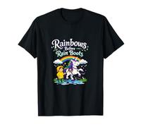 Rainbows Before Rain Boots Unicorn Wrangler Design T-Shirt