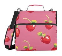 Rainbows Cherry Red 1.5-Inch 3-Rings Zippered Binder Bag with Shoulder Strap Multiple Pockets Portfolios Portfolio Organizer for School/Office