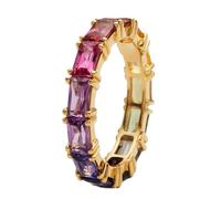 Rainbows Colored Zircon Rings Allergy Resistant Copper Jewelry Unique Statement Rings Accessory for Girls Elegant Ladies Jewelry