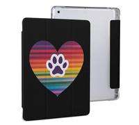 Rainbows Heart Paw Print Tablet Case with Pencil Holder Protective Cover Design Compatible for IPAD 2020 （10.2in）