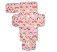 Rainbows Hearts Reusable Washable Changing pad with Tissue Pocket Waterproof Changing pad Lightweight & Foldable Changing Station