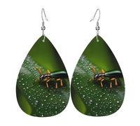 Rainbows Insects Pattern leather earrings | Water drop-shaped printed earrings, suitable for daily/party/dating scenes