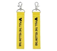 rainbowstar 2 Pack Pull The Yellow Tab Keychain Theme Park Ride Safety Tag Souvenir Iconic Yellow Strap Fob with Lobster Clasp for Keys, Backpacks & Lanyards