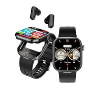 Rainbuvvy Smart Watch with Earbuds, 2.02" Large Screen Fitness Trackers, Answer/Make Calls, 2 in 1 Earphones with Watch, Waterproof Sports Fitness Watch Compatible for Android iOS Phone (Black)
