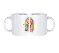 Rainbw Lollipop White Coffee Mug with Handle Personalized Ceramic Cup Gift for Men Women