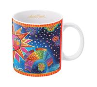 RainCaper Laurel Burch Large Porcelain Fine Art Coffee and Tea Mug for Home and Office, 14 Oz Dishwasher and Microwave Safe Celestial Magic