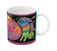 RainCaper Laurel Burch Large Porcelain Fine Art Coffee and Tea Mug for Home and Office, 14 Oz Dishwasher and Microwave Safe Dogs & Doggies