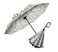RainCaper Reverse Inverted (inside-out) Windproof Fine Art Tiffany Magnolia Reverse-opening Upside Down Umbrella with C-shaped Handsfree Handle Umbrella