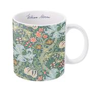 RainCaper William Morris Large Porcelain Fine Art Coffee and Tea Mug for Home and Office, 14 Oz Dishwasher and Microwave Safe Golden Lily