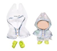 Raincoat and Rain Boot for Labubu 17cm 15cm Doll Clothing Set and Acessories (No Doll) Green Shoes