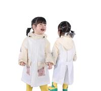 Raincoat for Kids Boys Girls Waterproof Rain Jacket Reusable Coats Windbreaker with Hood Easy to Dry Hoods and Sleeves Age 2-13 Years White