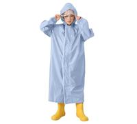 Raincoat for Kids Rain Coat Girls and Boys Lightweight All in One Hooded EVA Childrens Waterproof Poncho Portable Age 2-13 Years Blue
