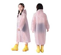 Raincoat for Kids Rain Coat Girls and Boys Suit Windbreaker Waterproof Shower Resistant Cute Outwear with Hoods Sleeves Age 2-13 Years Light Pink