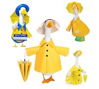 Raincoat Goose Outfit Porch Goose Clothes, Summer Lawn Goose Statue Raincoat Costume, Yard Goose Clothes Umbrella Hat Outfit for 23" Lawn Outdoor Garden Yard Patio Statue Decor (Yellow) (CC0822A)