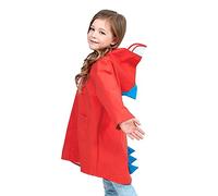 Raincoat Waterproof Windproof Breathable Poncho for Kids 3D Cartoon Dinosaur Rain Jacket Button Hooded Poncho with Double Side Pockets Transparent Big Brim Age 1-5 Years Rainy Outdoor Supplies