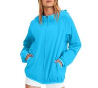 Raincoat Women Ladies Zip Up Hoodies Lightweight Waterproof Jackets Rain Coat Quick Dry with Pockets Running Travel Outdoor for Cycling Hiking Sky Blue