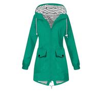 Raincoat Women Long Hooded Waterproof Jacket - Lightweight Packaway Ladies Rain Coat with 2 Zip Pockets, Storm Flap & Ventilated Back, Plus Size S-5XL for Hiking Camping