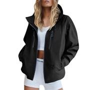 Raincoat Women's Thin Waterproof Foldable Rain Jacket with Hood, Lightweight Breathable Travel Rain Poncho, Long Windbreaker Jacket for Women Sports Streetwear Sweatshirts Hood Blouse Tops, black, XL