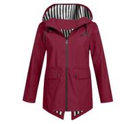 Raincoat Womens Waterproof Lightweight Rain Coats Windbreaker Sports Running Hoodie Trench Coat Ladies Outdoor Rain Jackets Casual Loose Solid Raincoats Pockets Full Zip Running Jacket Outwear