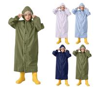 Raincoats Kids Rain Poncho Waterproof Rain Jackets Boys Girls Lightweight EVA Rain Poncho with Hood for Girls Boys Toddler Cartoon Rain Wear Reusable with Portable Bag for 2-14 Years Dark Green