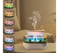Raindrop Humidifier & Aroma Diffuser with Soothing Rain Sounds and Micro Landscape, Water Drip Effect, 7 Colorful Mood Lights, White Noise Humidifier Ideal for Relaxation, Sleep, Bedroom, Desk