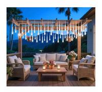 Raindrop Meteor Shower Icicle Lights 10 Tube 360 LED 12 Inch Plug In Dripping Icicle Light For Tree Porch Roof Yard Xmas Halloween Decoration, Blue(Wit,Plug-in 30cm)