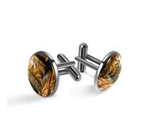Raindrops on Lotus Leaves Classic Geometric Shape Cufflinks for Men with Secure Fastening