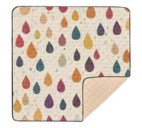 Raindrops Retro Boho Minimalist Large Sturdy Baby Gym & Activity Mat for Floor Waterproof Baby Crawling Mat for Babies Infants Toddlers, 50'' x 50''