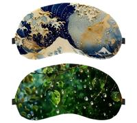Raindrops with Green Leaves 2-Pack Light-Blocking Soft Breathable Eye Masks with Eye Patches and Sleep Masks
