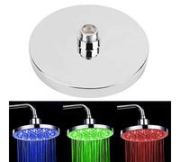 Rainfall Shower Head, 8" inch Round Rain Bathroom Stainless Steel Bathroom RGB LED Light Lamp Shower Head Top Spray