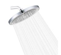 Rainfall Shower Head Fixed Showerhead 9.6-Inch Round Bathroom Rainhead Overhead Waterfall Shower Head with Adjustable Swivel Ball Joint | G1/2" Universal Fitting | ABS Chrome-White