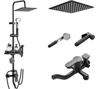 Rainfall Shower Head with Filter Handheld Spray Exposed Mounted Shower Set for Bathroom Square