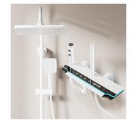 Rainfall Shower Set with LED Ambient Light Thermostatic Control at 38°C Bathtub-Shower Combo Modern Bathroom Fixtures (White)
