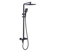 Rainfall Shower System Set with Bath Filler, Adjustable Brass Shower Set with Rainfall Shower Head and Handheld Spray, for Home, Hotel and Gym Use,Black(Nero)