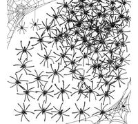 RAINFLOW 160PCS Halloween Spider - Plastic Realistic Fake Spiders Spider Toys Spider Prank for Halloween Decorations, Home, Candy Bowl, Party
