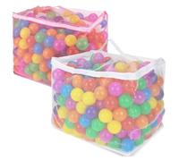 RAINFLOW 2 PCS Ball Pit Balls Bags - Storage Mesh Bag with Zipper Suitable for Toys,Sturdy and Durable,Large Size 17.7 x 11.8 x 13.7 Inches, Pink & White(Only Storage Bag,No Ball)