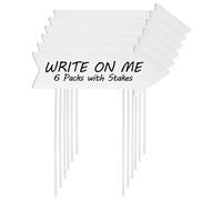 RAINFLOW Blank Yard Signs With Stakes - 6 Packs Yard Sign Stakes Blank Double-Side Directional Sign This Way Plastic Arrow Yard Signs With Stakes For Lawn Wedding Birthday Party Estate Sale Parking