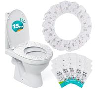 RAINFLOW Portable Toilet Mat - Disposable Toilet Seat Cover Waterproof Non-Woven Fabric Printed Individually Wrapped for travel,Hotel,Hospital and Public Toilet(15Pcs)