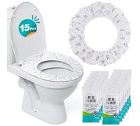 RAINFLOW Portable Toilet Mat - Disposable Toilet Seat Cover Waterproof Non-Woven Fabric Printed Individually Wrapped for travel,Hotel,Hospital and Public Toilet(15Pcs)