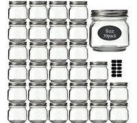 Rainforce Mason Jars 8 oz 30 Pack- Small Mason Jars With Silver Lids -1/4 Quart Canning Jars| Storage Pickling Jars For Jelly, Jam, Honey, Pickles - Spice Glass Jars - With 30 Chalkboard Labels