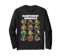 Rainforest Animals Sloth Frog Okapi Cute Chart Long Sleeve T-Shirt