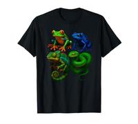 Rainforest Creatures Collage Frogs Chameleon Snake Wildlife T-Shirt