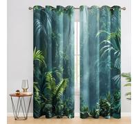 Rainforest Curtains for Bedroom, Jungle Tropical Forest Blackout Curtains for Living Room, 54 Drop Eyelet Window Treatments Home Decor 66 X 54 Inch (W X L), 2 Panels X&-12