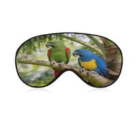 Rainforest Double Parrot Sleep Mask Block Light Eye Sleep Shade Cover Comfortable Lightweight Sleeping Blindfold Soft Breathable Night Eye Cover Adjustable Band Eye Mask for Men Women